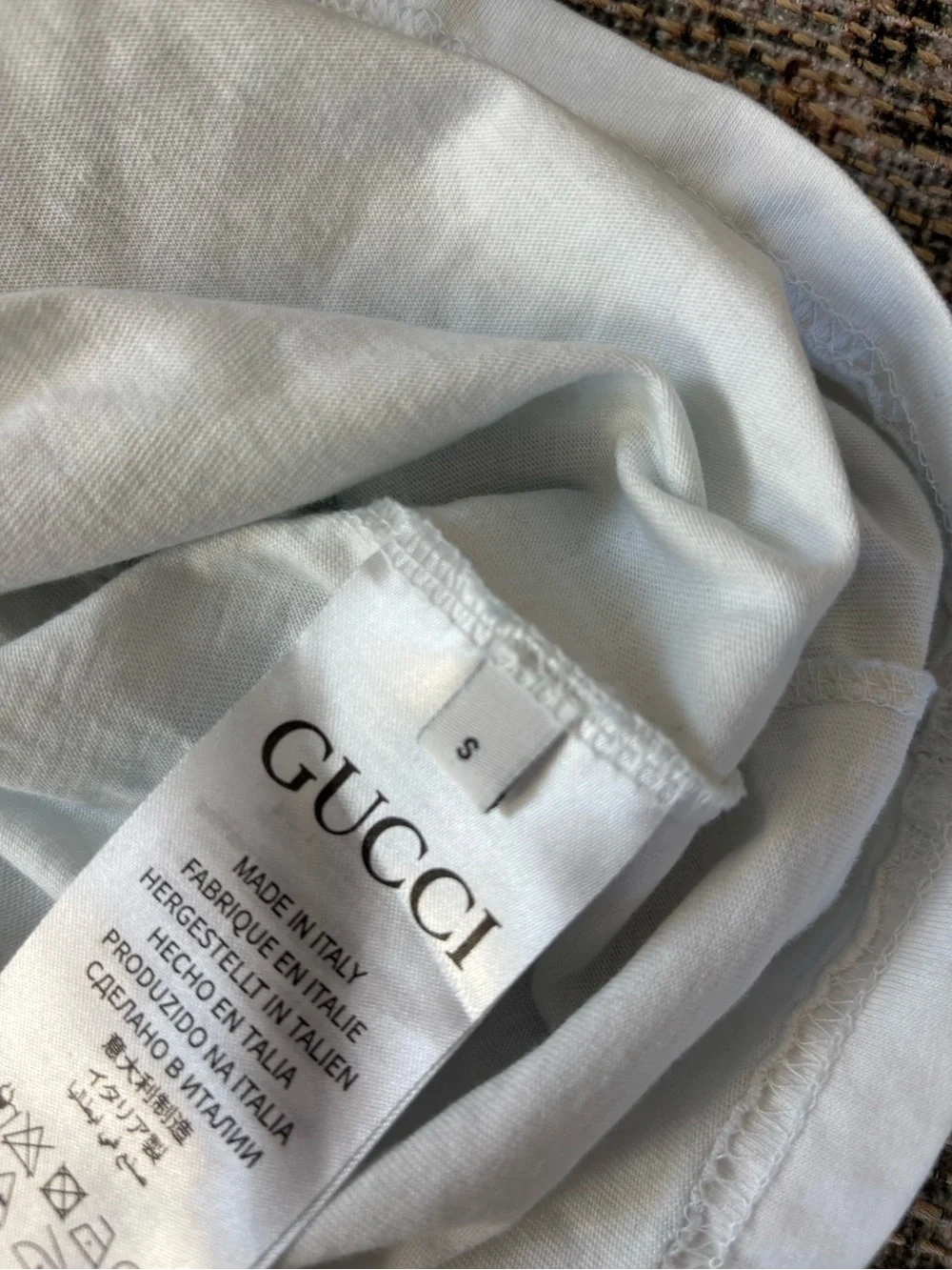 Gucci White Tee Classic Black logo